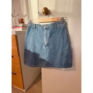 Vintage Xhilaration Denim Cargo Mini Skirt Y2K Low Rise Utility ✨